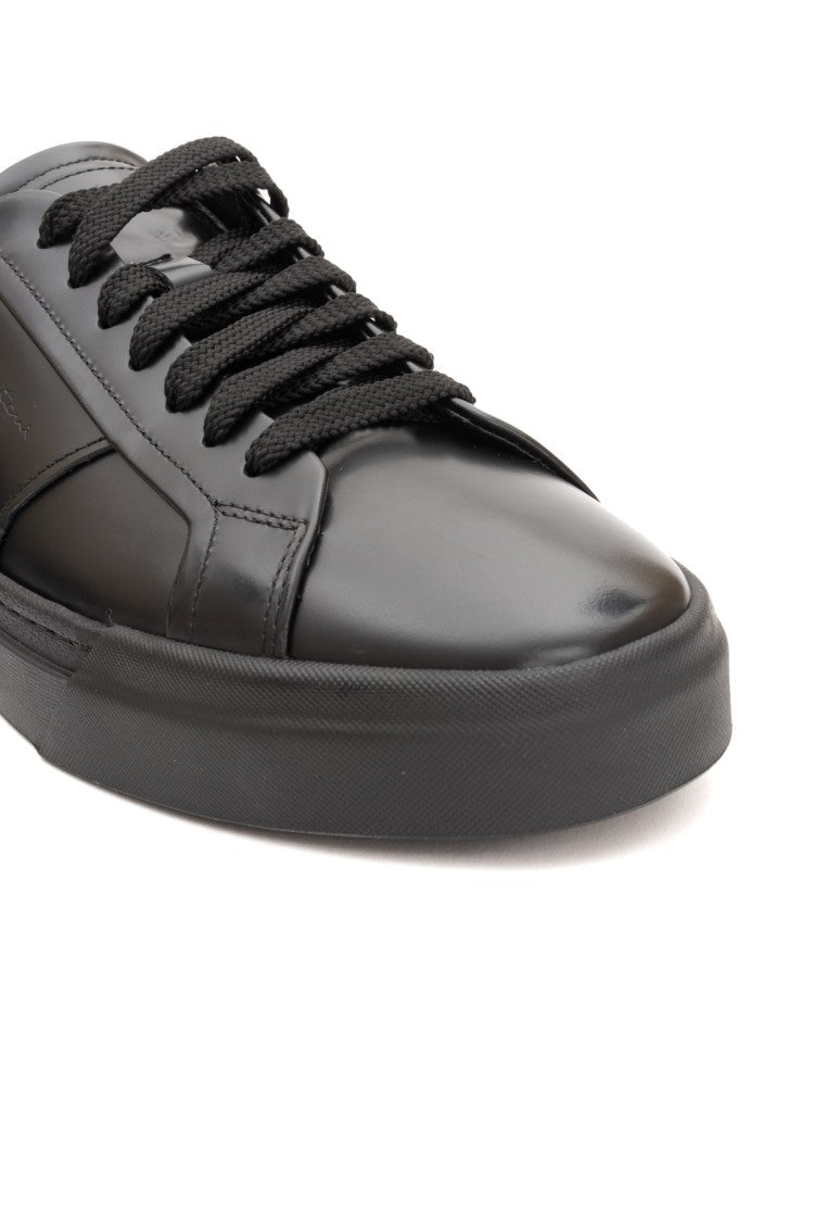 Santoni Double-Buckle Brushed Calf Leather Sneakers
