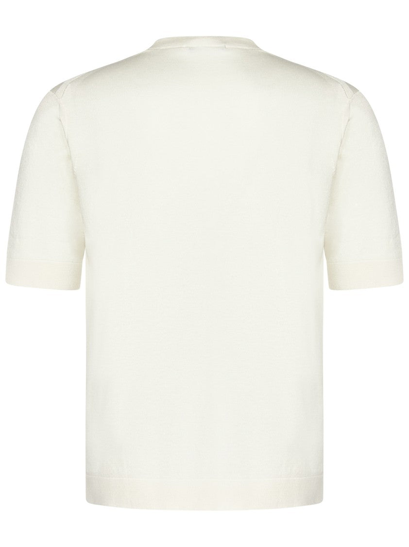 Cruciani Cream Cotton/Silk Blend Crew Neck T-Shirt
