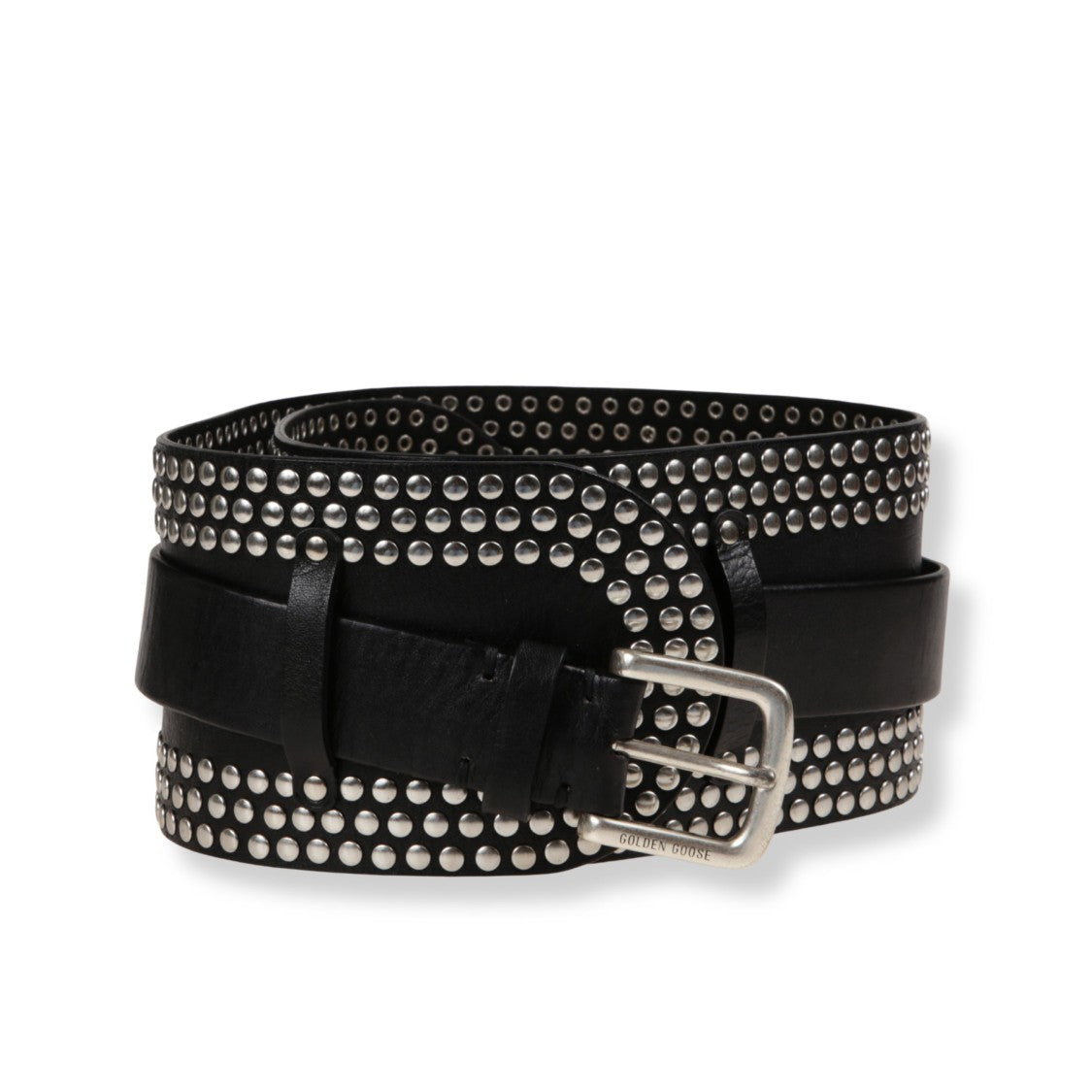 Golden Goose Double Strap Leather Belt With Studs