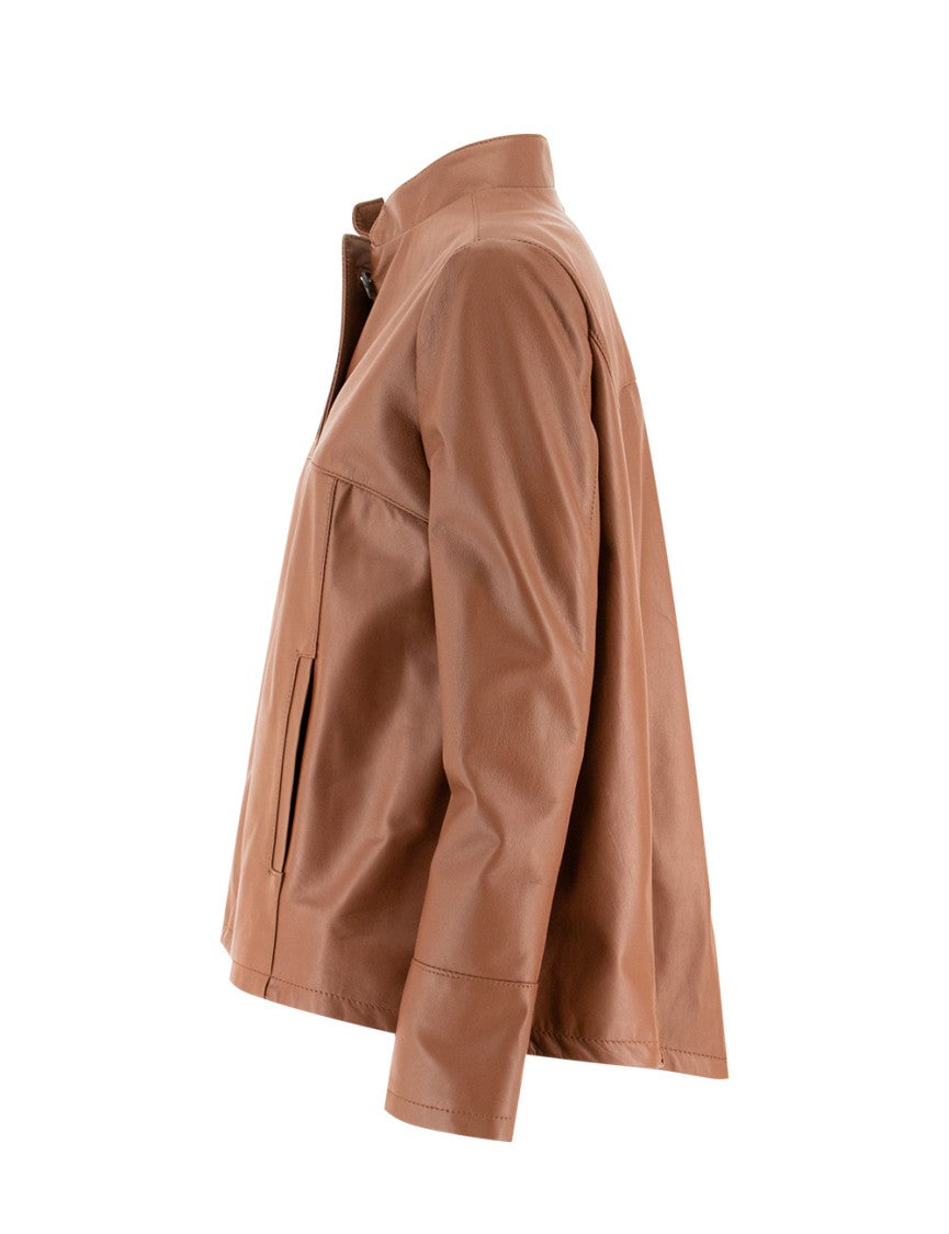 Mono Brick Leather Jacket With Tailored Silhouette