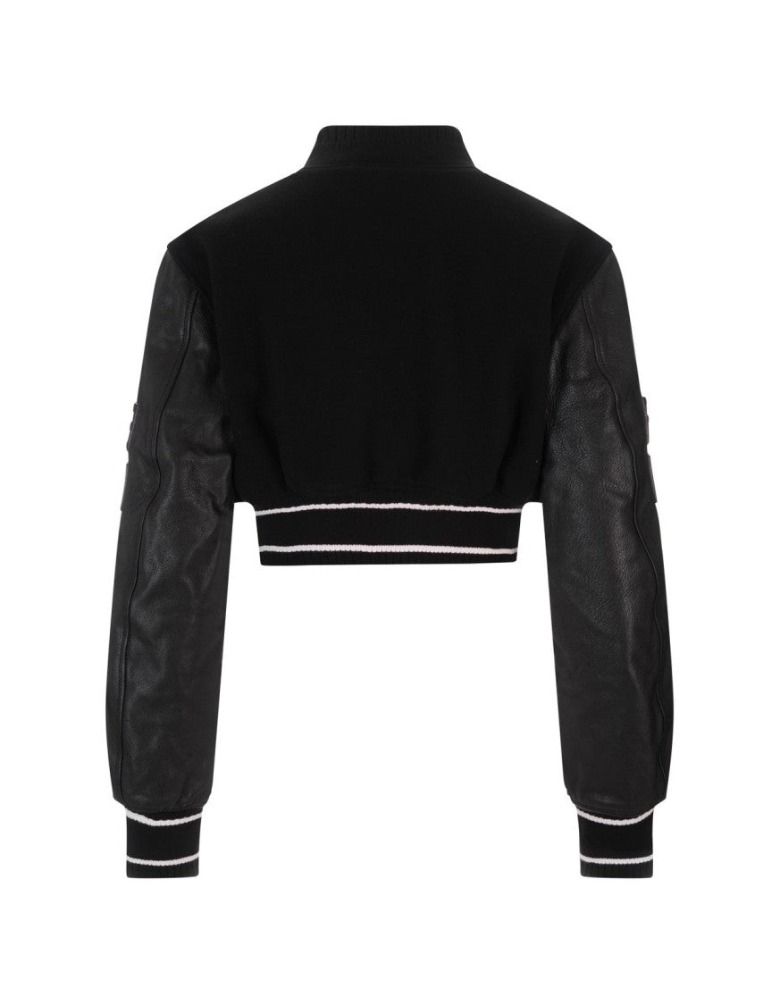 Givenchy Cropped Wool And Leather Jacket With Sporty Design