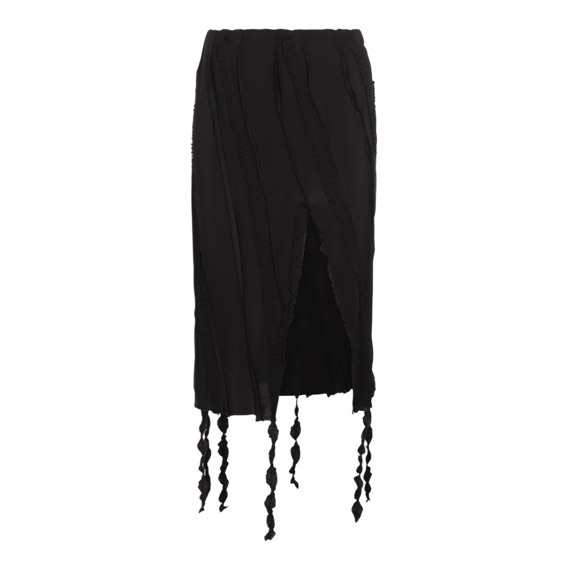 Blumarine Midi Black Skirt With Ruffled Trims