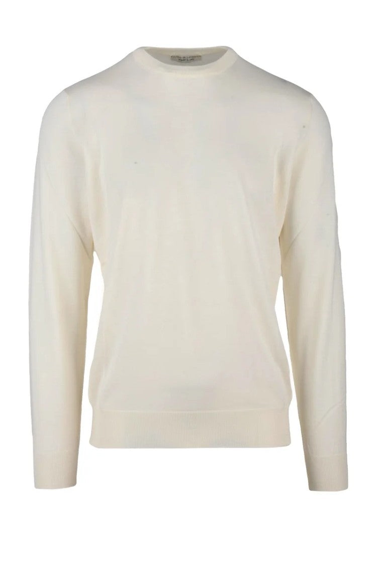 Filippo De Laurentiis White Merino Wool Men's Crewneck Pullover