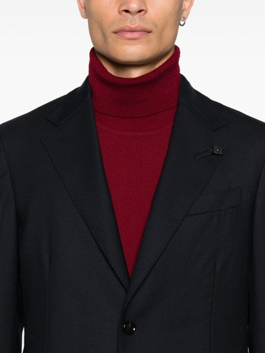 Lardini Structured Blue Blazer With Tailored Fit