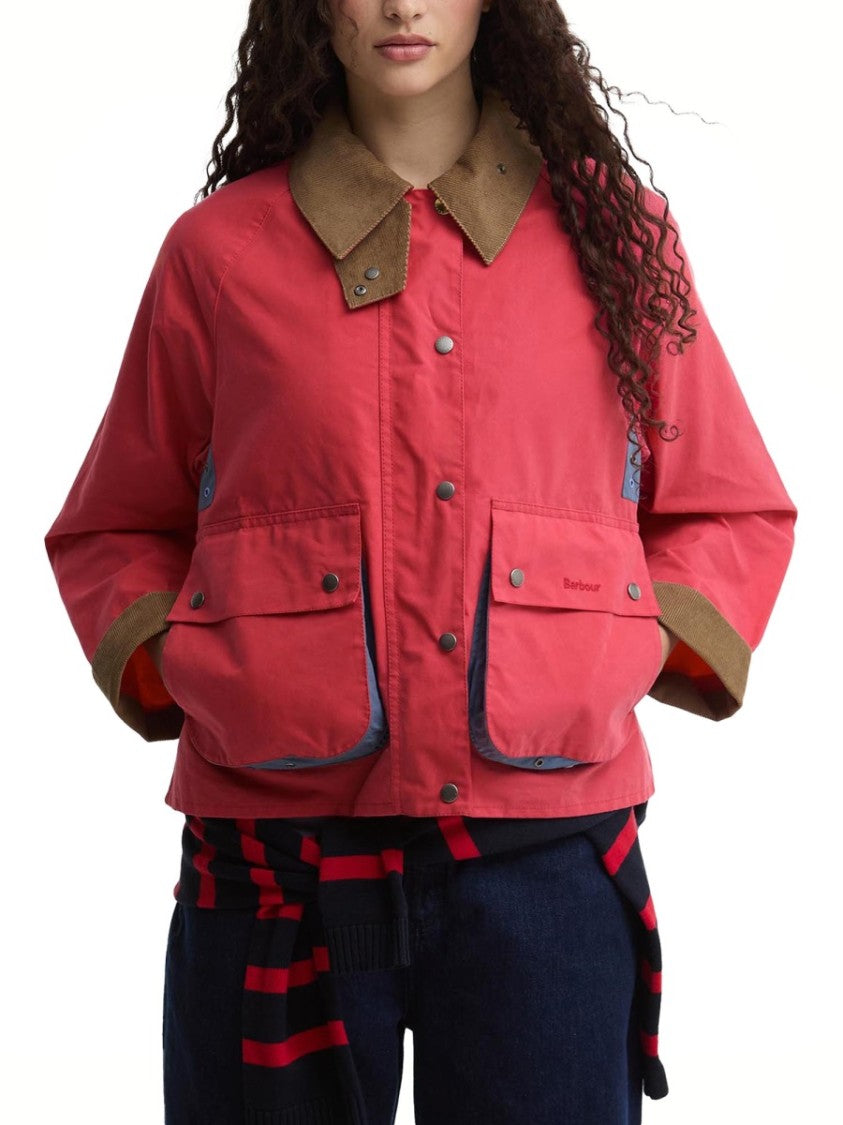 Paul Smith X Barbour Cropped Jacket With Coral Pink Body