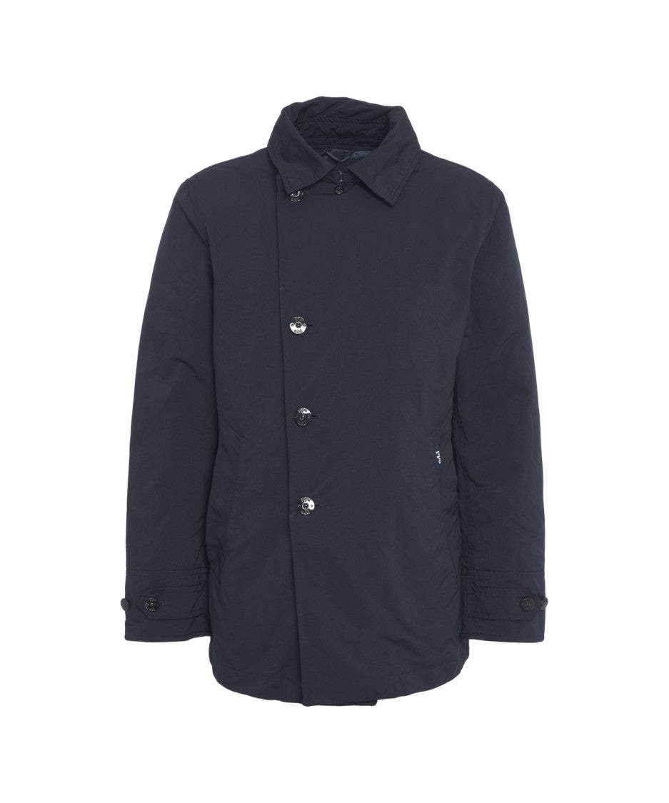 Add Classic Blue Peacoat With Double-Breasted Design