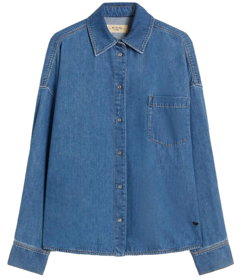Max Mara Clean Blue Cotton Linen Shirt