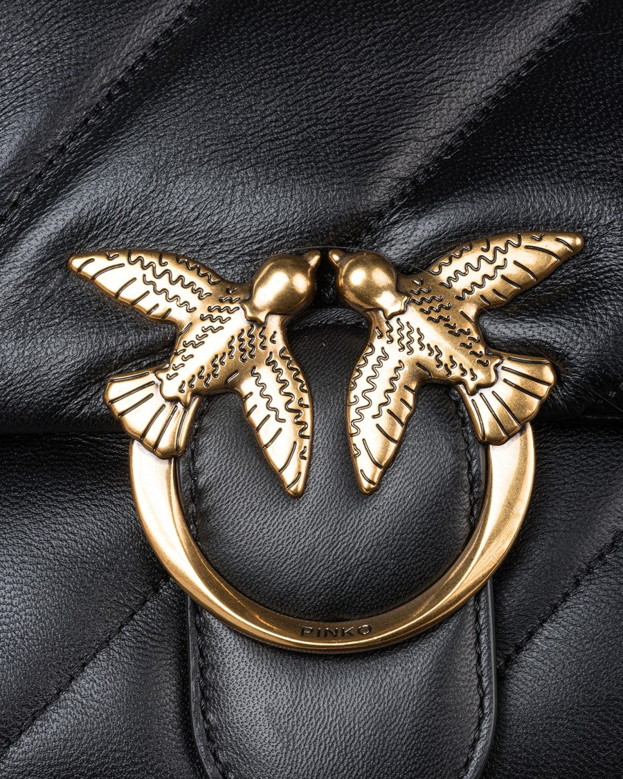 Pinko Love Bag Puff In Black/Antique Gold