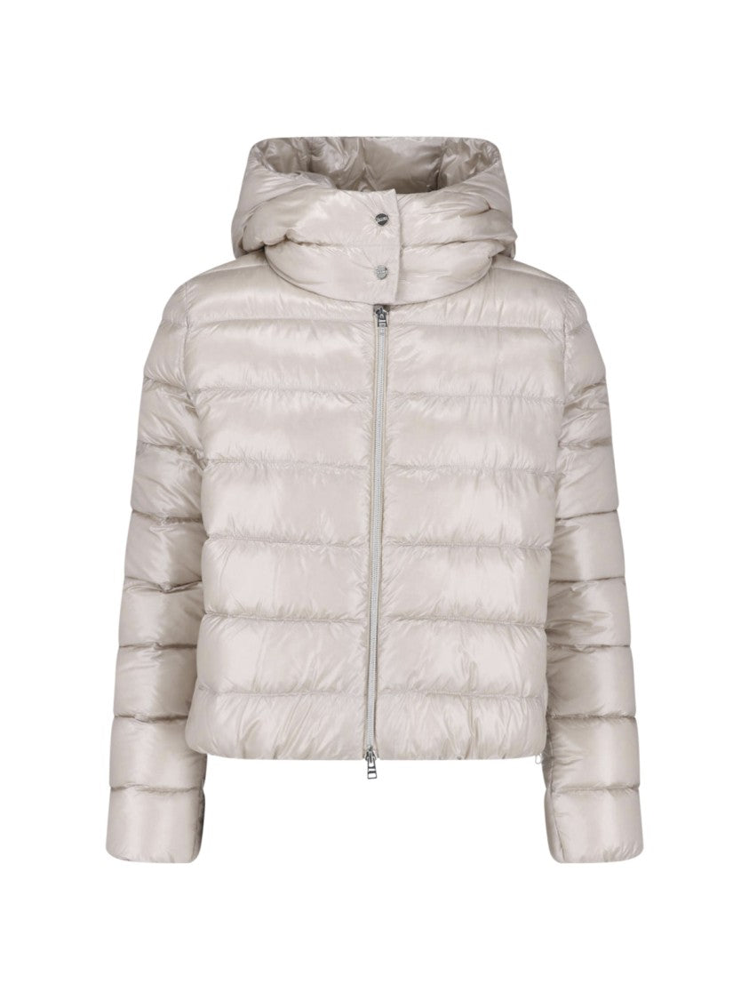 Herno Cream Hooded Waterproof Down Jacket