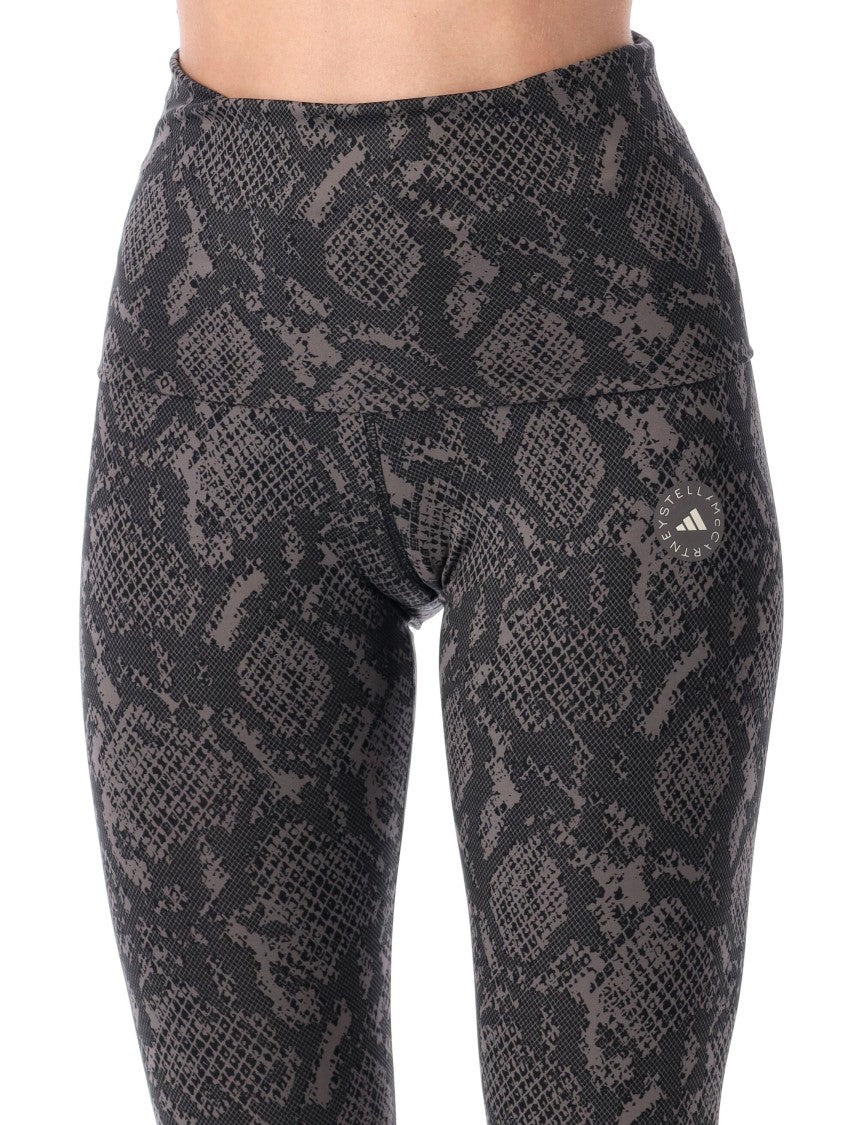 Adidas By Stella Mccartney Python Print High-Rise Rolltop Leggings