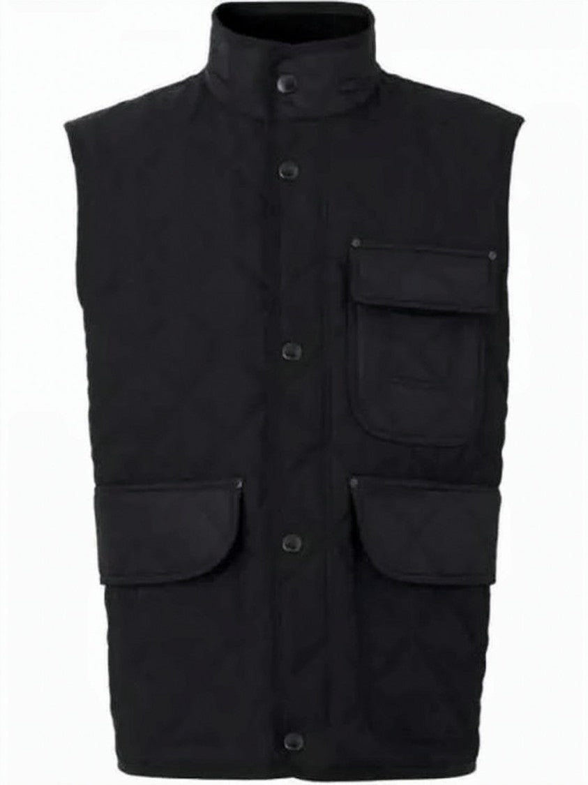 Burberry Quilted Black Vest With High Collar