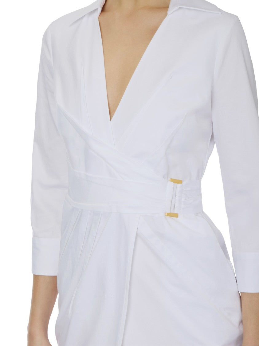 Elisabetta Franchi Tailored Wrap Dress With Deep V-Neck