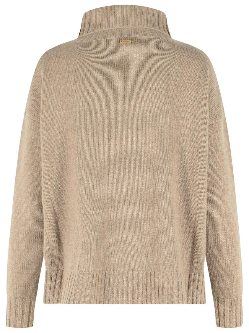 Max Mara 'Crasso' High Neck Sweater Made From Beige Cachemire Yarn