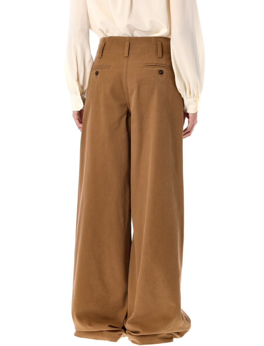 Chloé High-Rise Wide Leg Cotton Canvas Pants