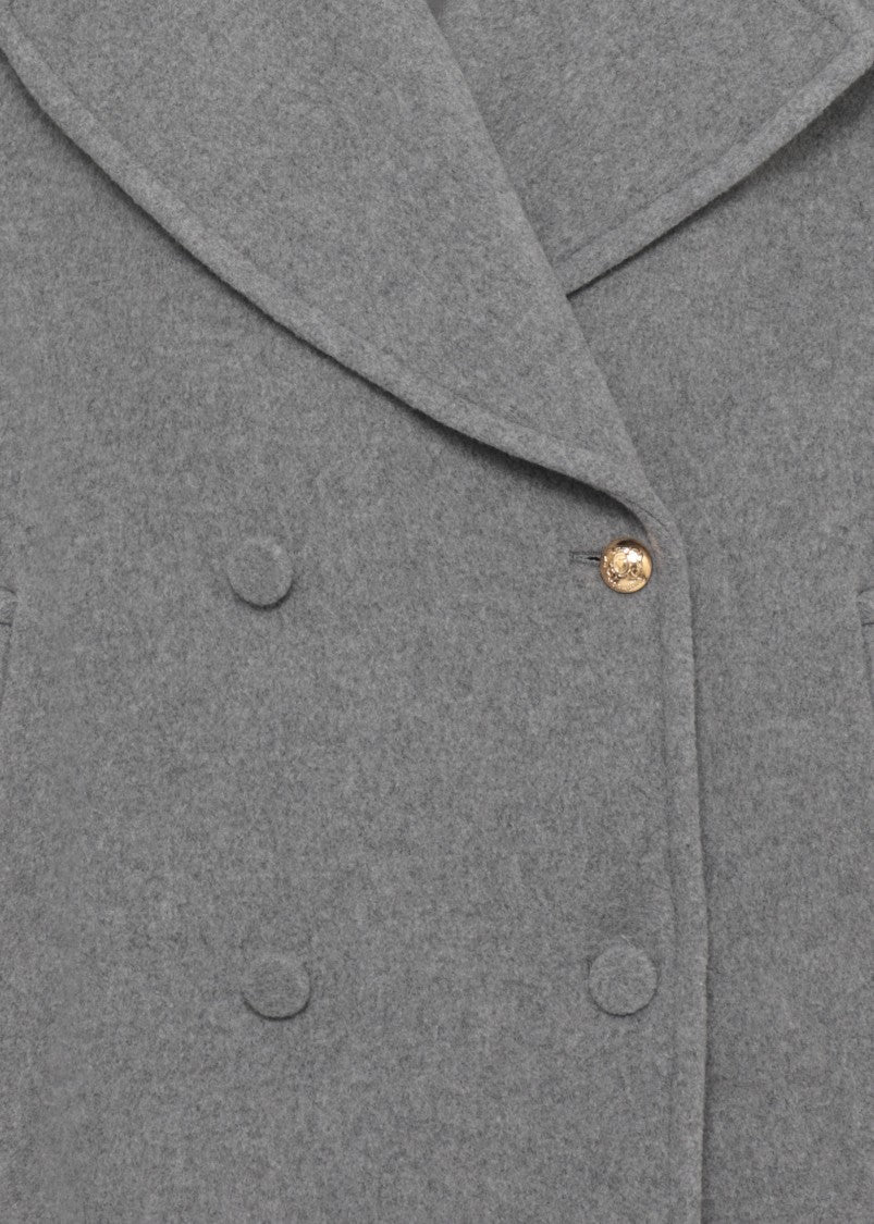 Moschino Grey Double-Breasted Gold Accents Jacket
