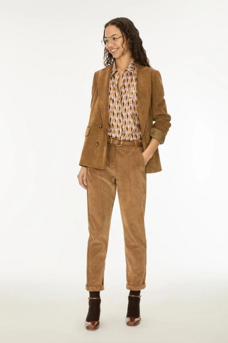 I Blues Camel Fine-Rib Double-Breasted Coat