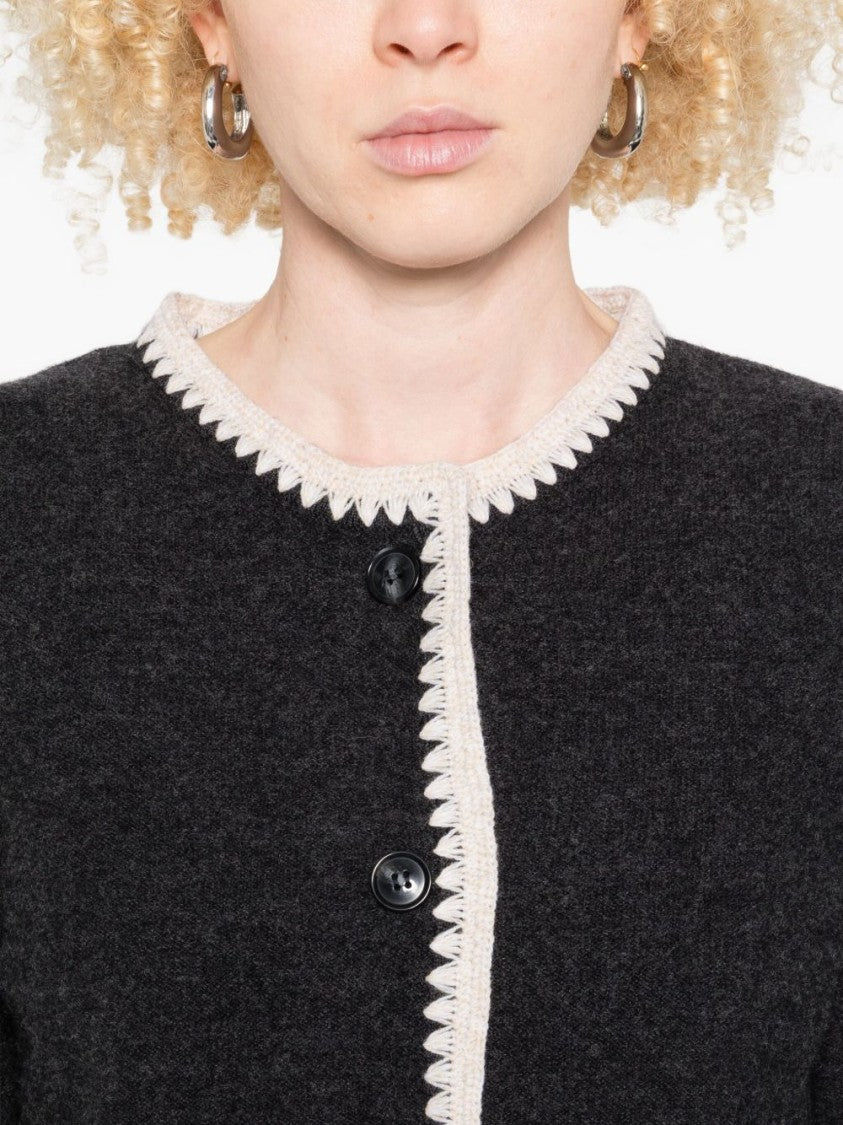 Yerse Wool Knit Sweater With Zigzag Trim