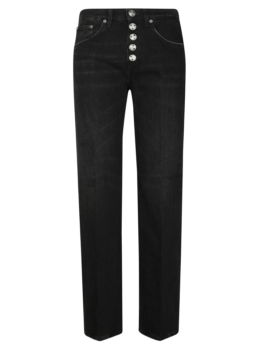 Dondup High-Waisted Black Jeans With Decorative Button Fly