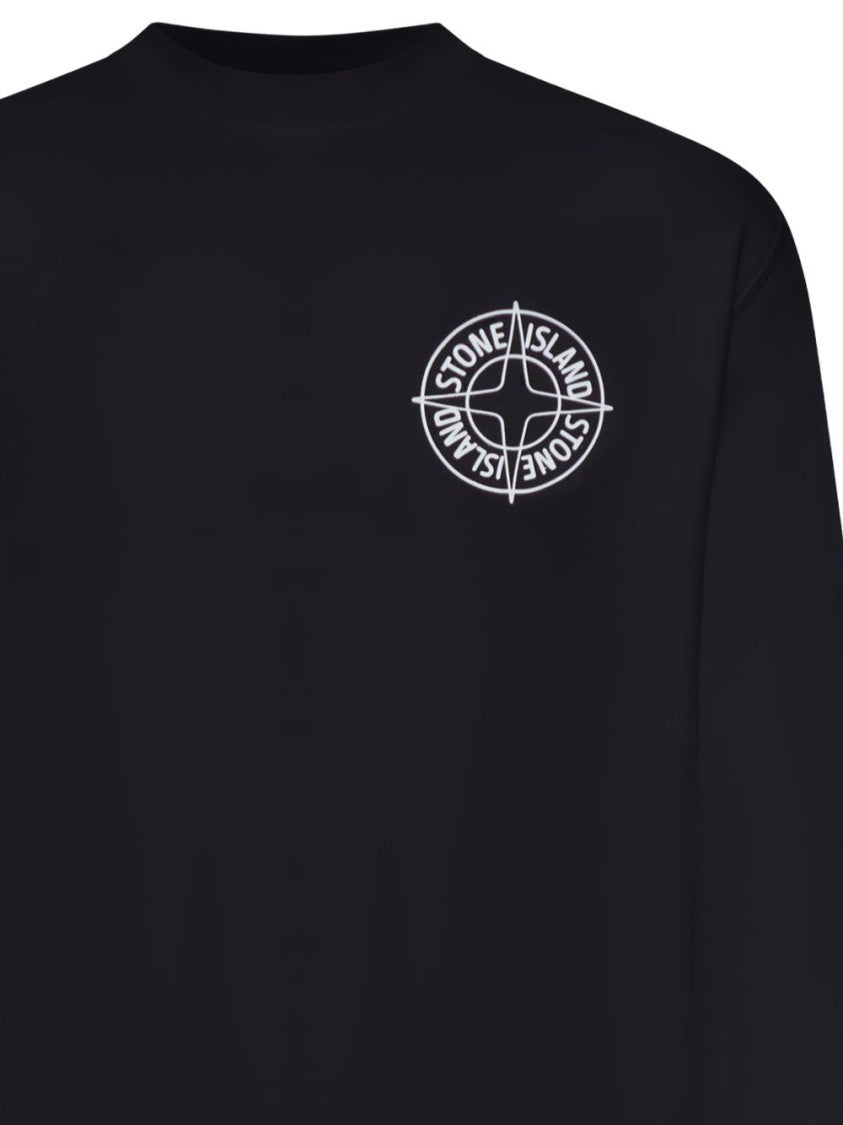 Stone Island Oversized Black Sweatshirt With Embossed Compass Logo