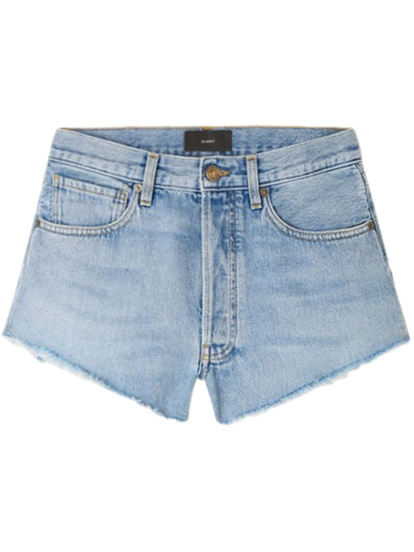 Alanui Island S Diary Light Blue Crochet Lace Denim Shorts