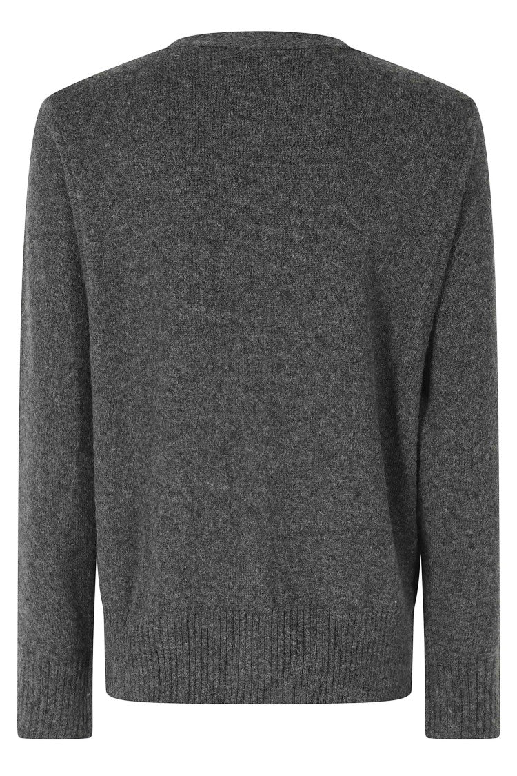 Roberto Collina Antracite Wool-Camel V-Neck Oversized Cardigan