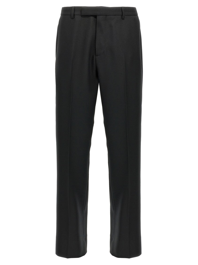 Gucci Tailored Twill Pants With Stretched Pleat Design And Embroidered Logo