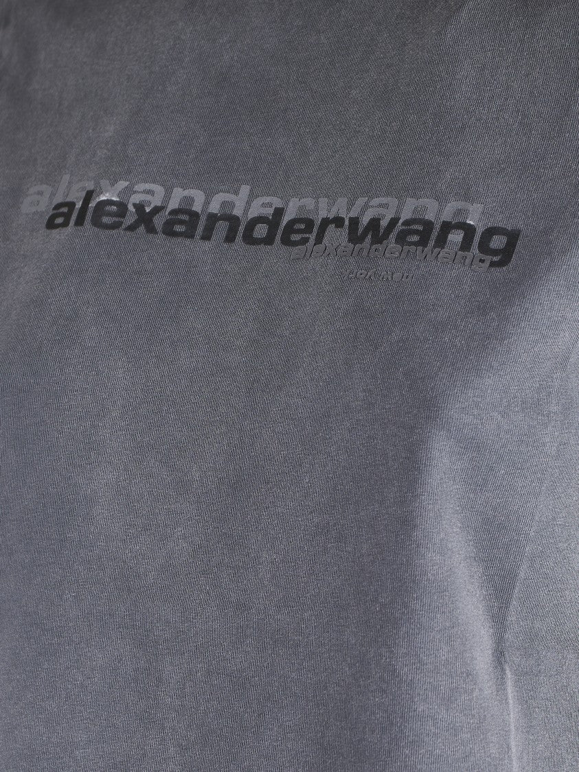 Alexander Wang Fitted Shrunken Tee With Bold Logo Print