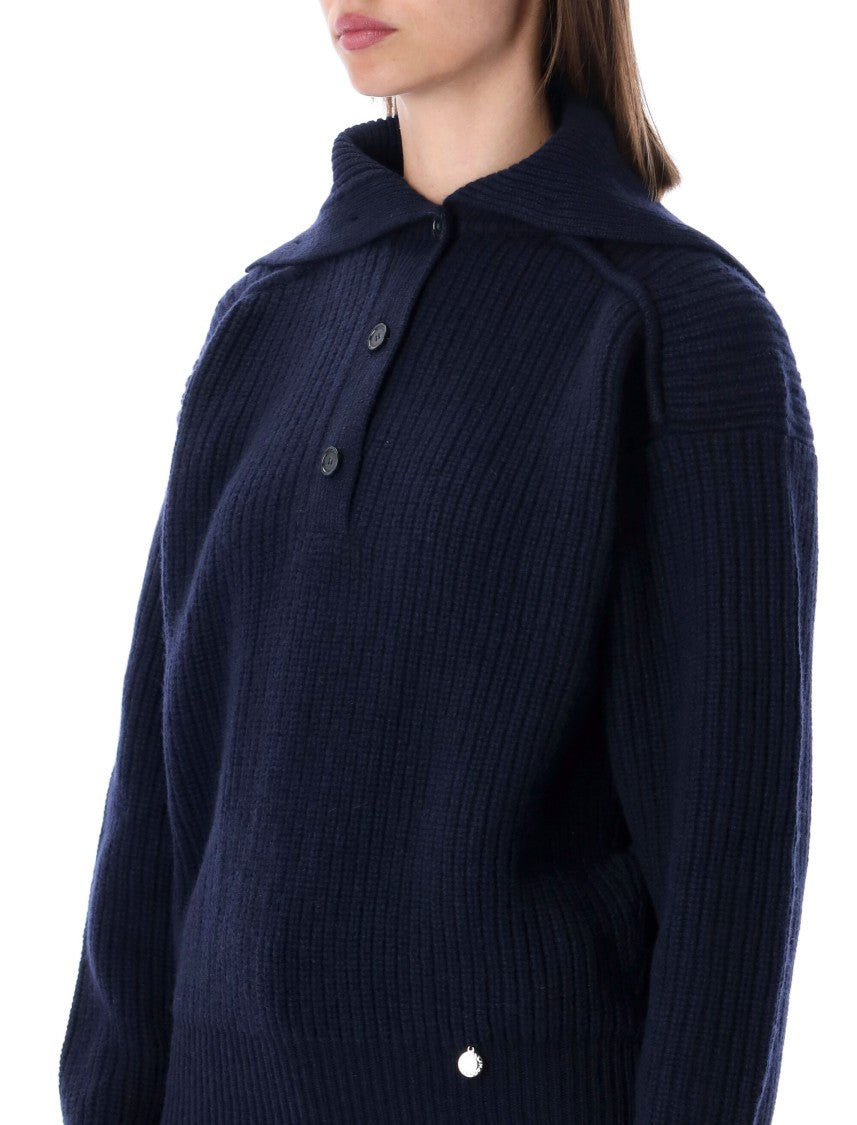 Stella Mccartney Ribbed Recycled Cashmere Turtleneck Jumper With Buttoned Placket
