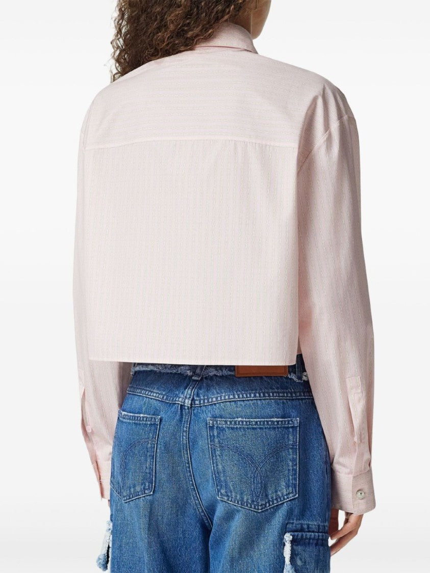 Versace Pink Cropped Button-Down Shirt
