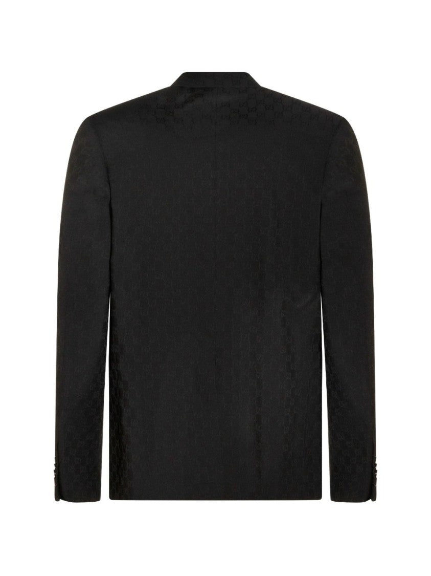 Gucci Black Single-Breasted Gg Wool Blazer Jacket
