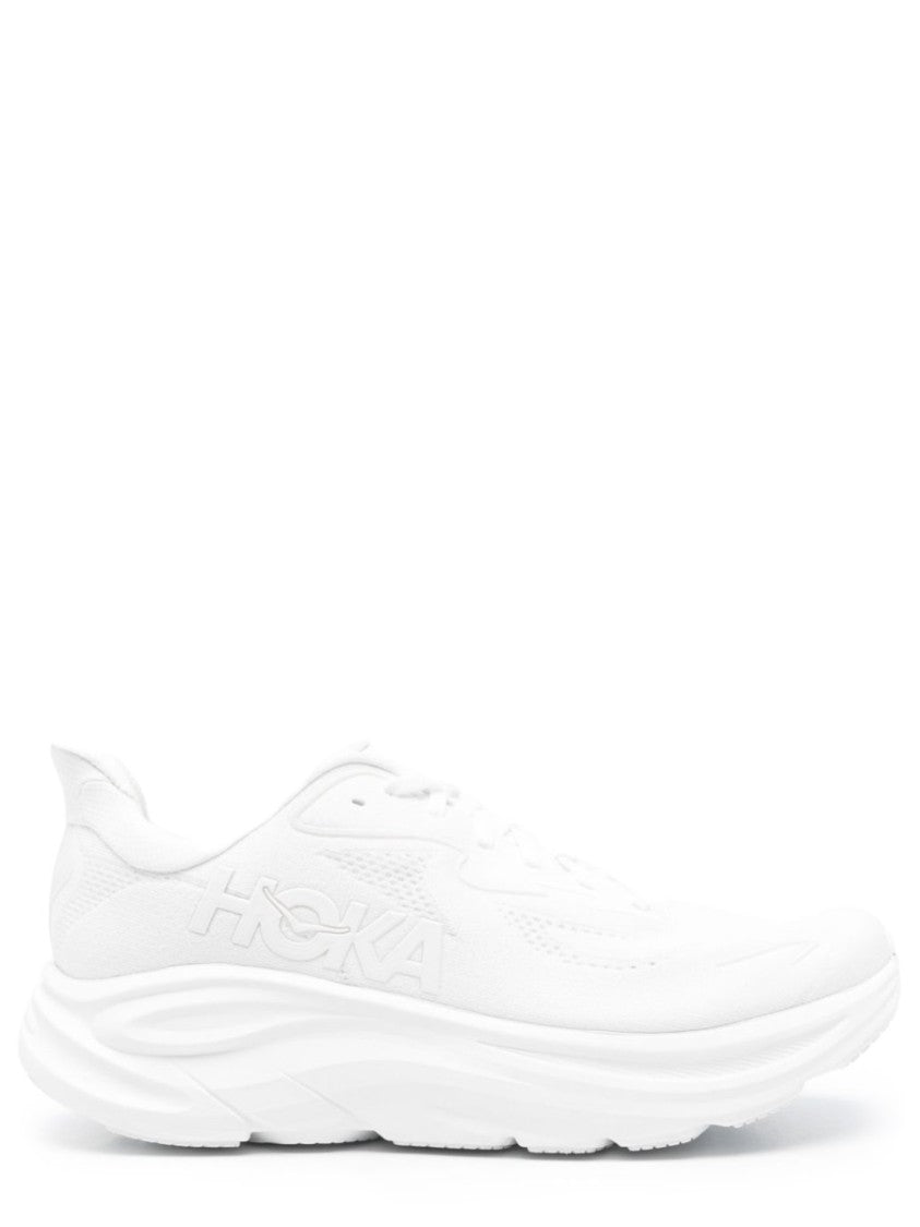 Hoka White Clifton 10 Mesh Sneakers