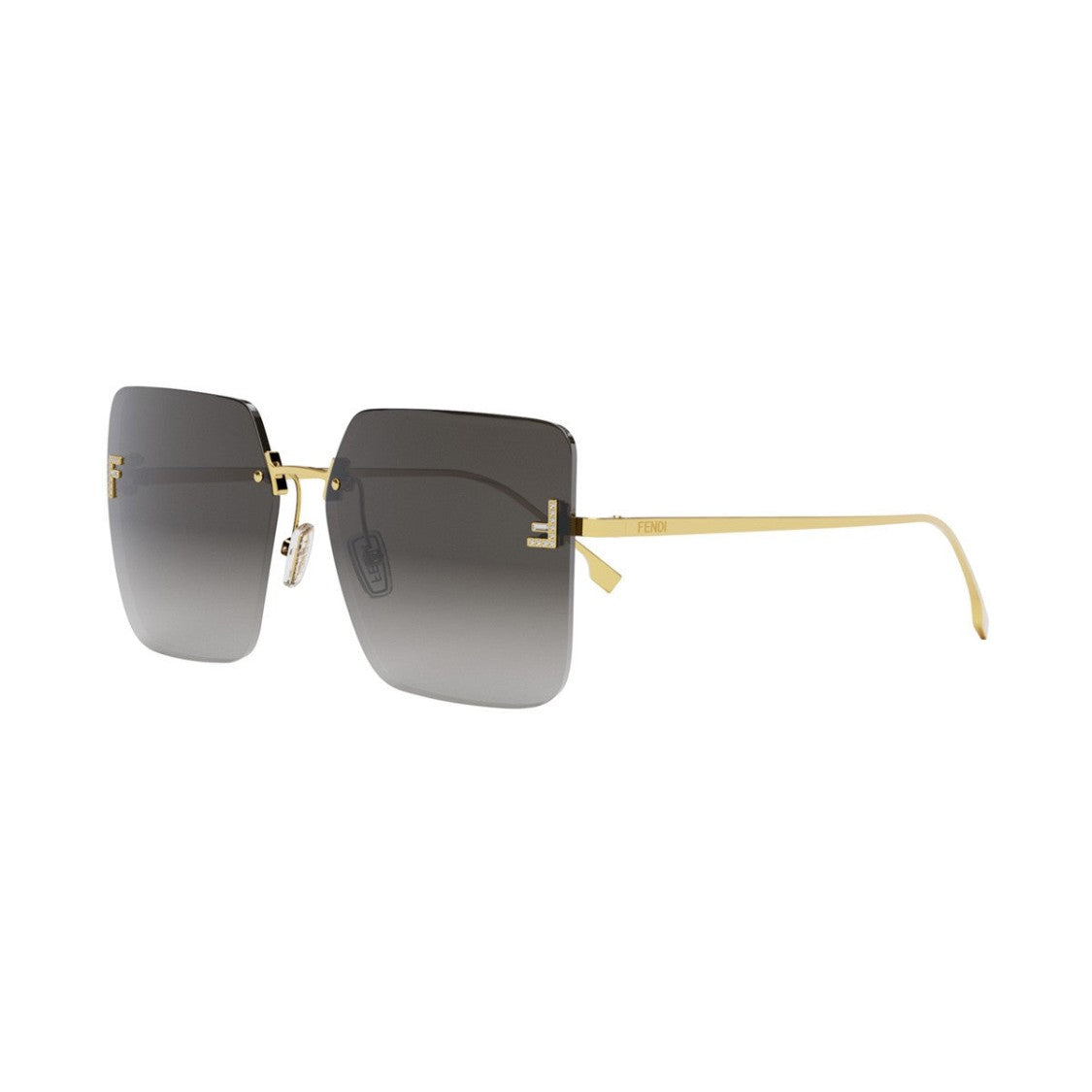 Fendi Gold First Crystal Metal Rimless Sunglasses