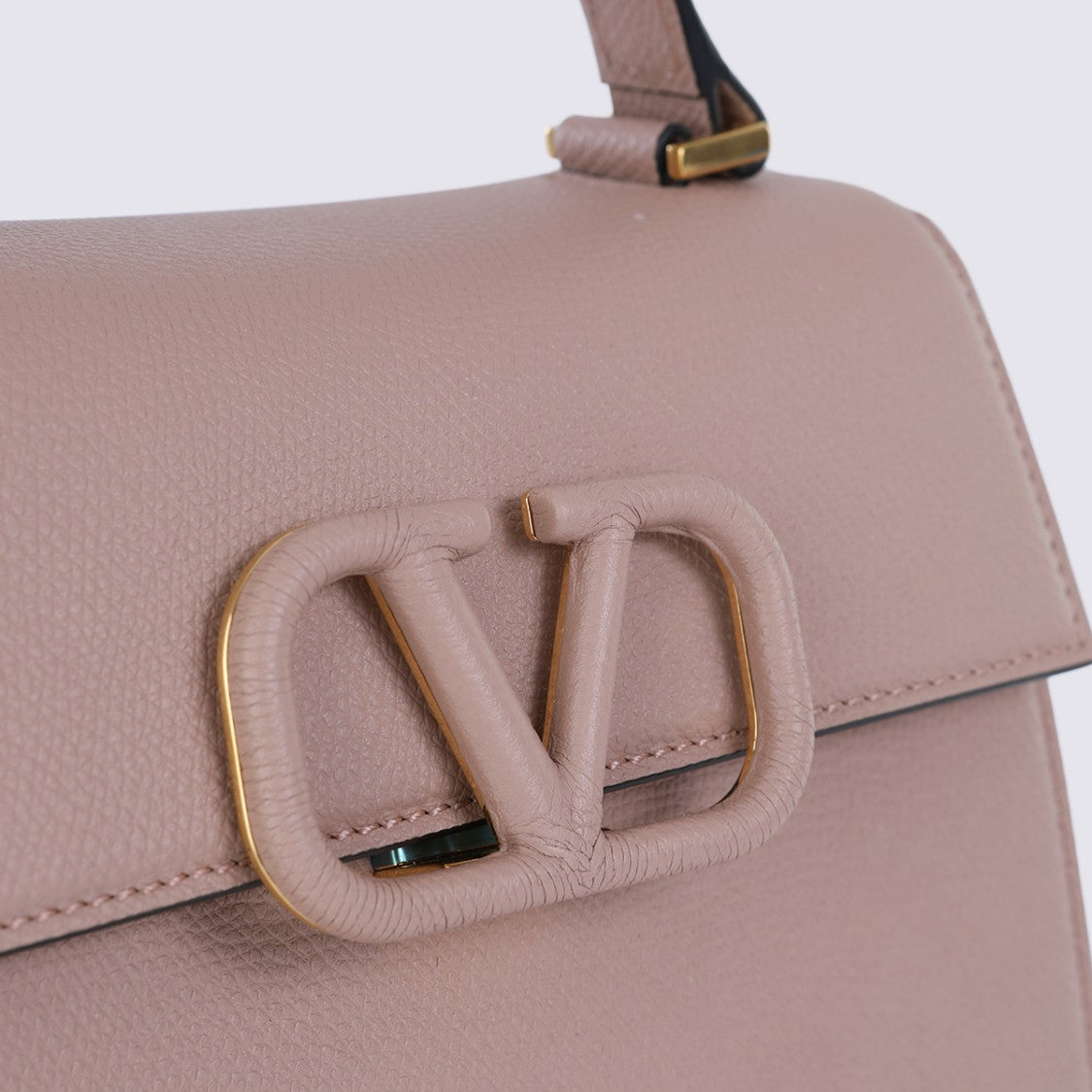Valentino Garavani Structured Pink Leather Vsling Top Handle Bag