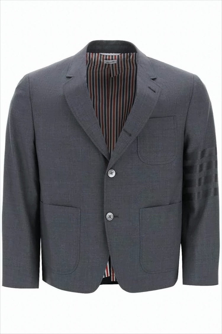 Thom Browne Cropped Tailored Suit Jacket With Structured Fit