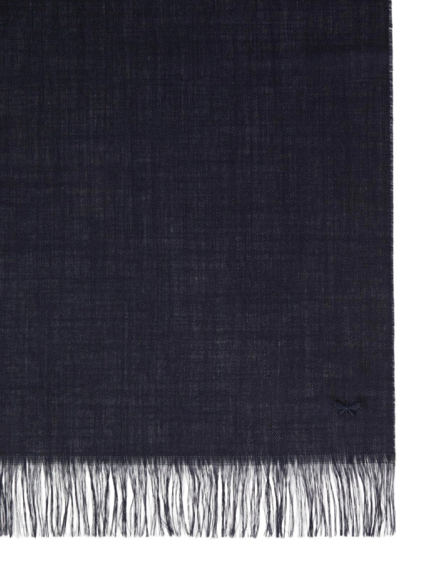 Max Mara Navy Blue Virgin Wool Ken Scarf