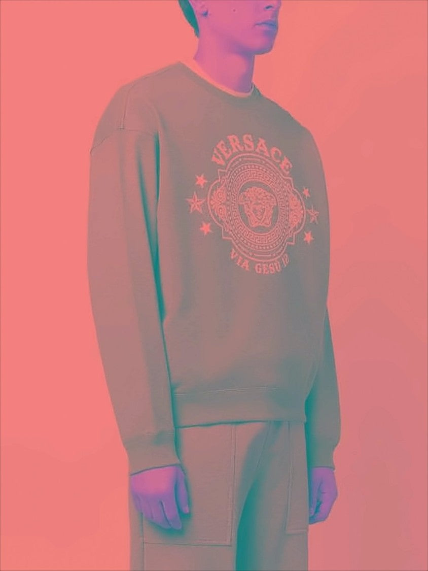 Versace Cotton Long-Sleeve Sweatshirt With Graphic Emblem