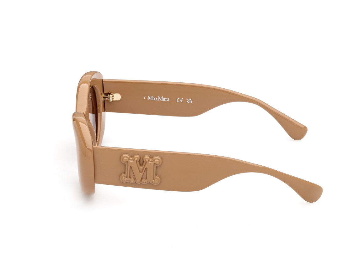 Max Mara Mm0208 Glossy Emblem Oversized Round Sunglasses
