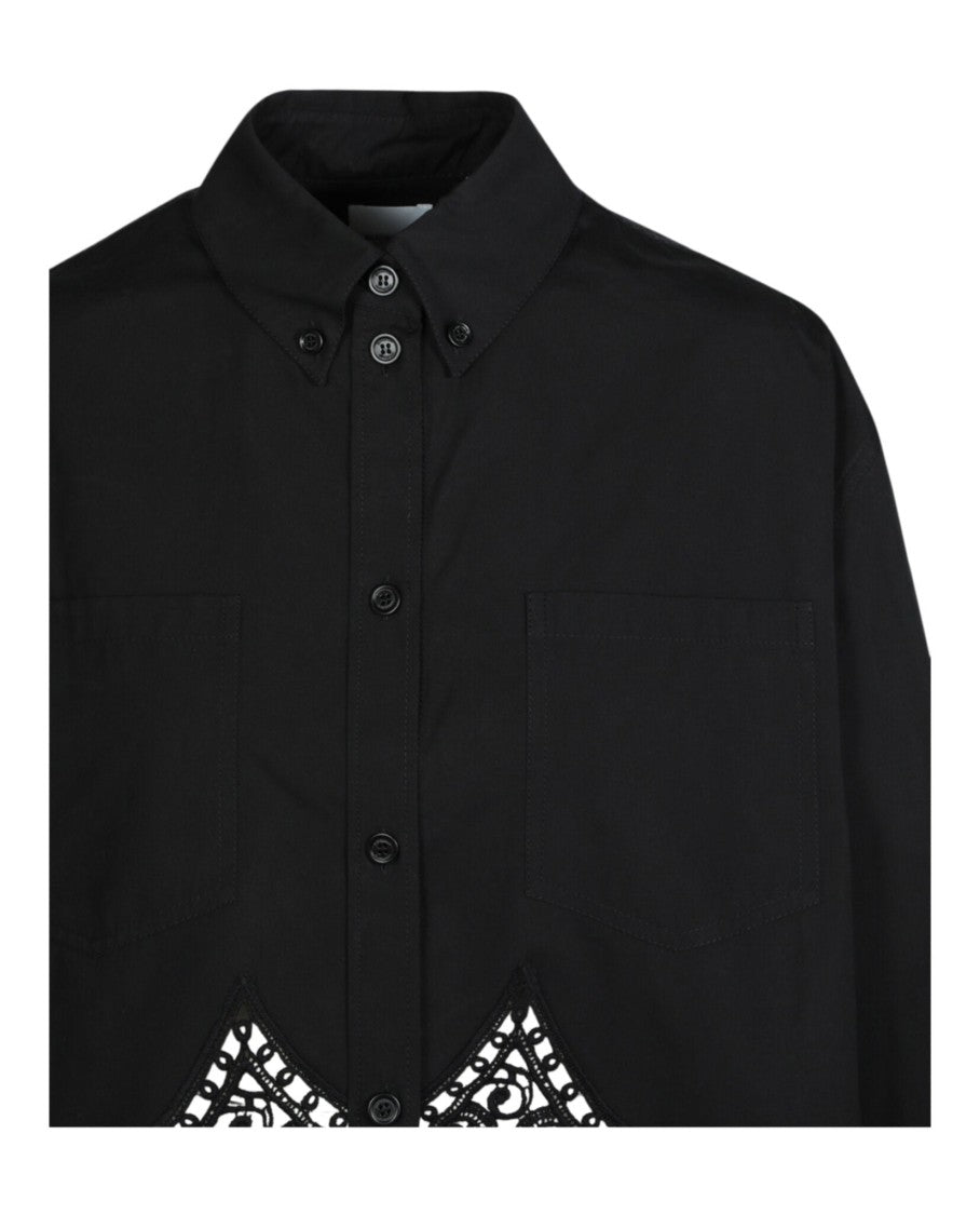 Burberry Cropped Lace Hem Blouse