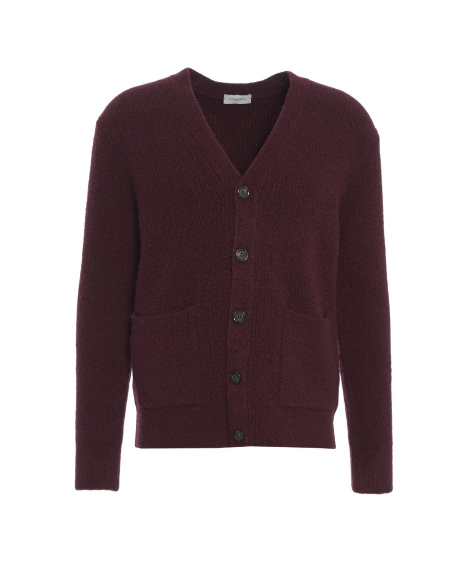 Paolo Pecora Textured Knit Cardigan With Deep V-Neck