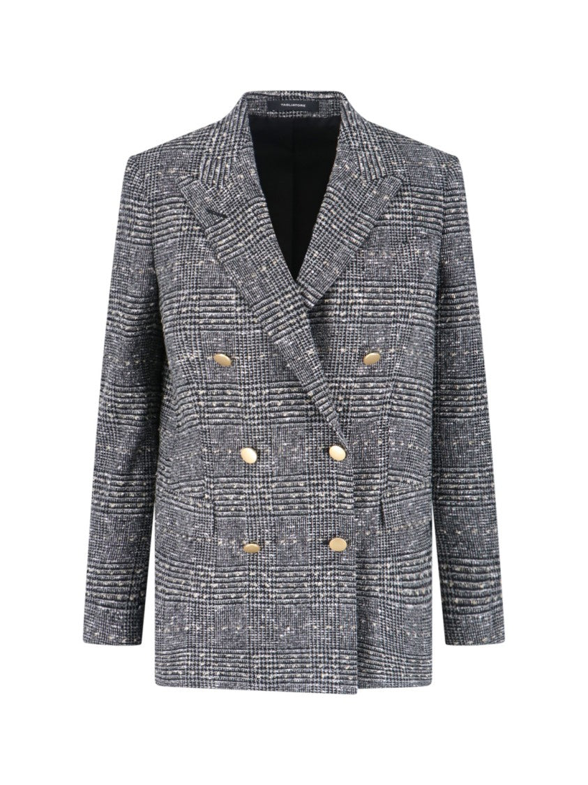 Tagliatore Tailored Double-Breasted Jacket With Textured Plaid Pattern