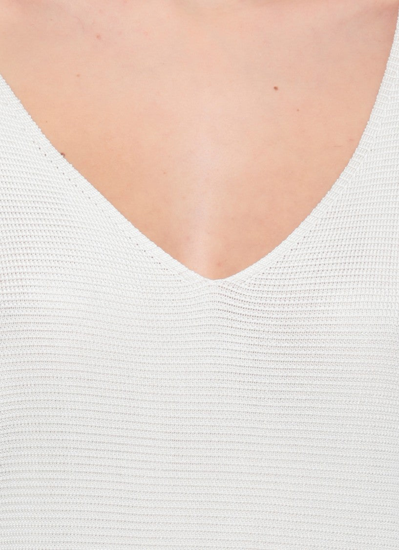 Loulou De Saison Ivory Saya V-Neck Viscose Sweater