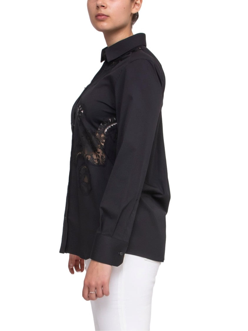 Dolce & Gabbana Lace Panel Long-Sleeve Button-Up Shirt