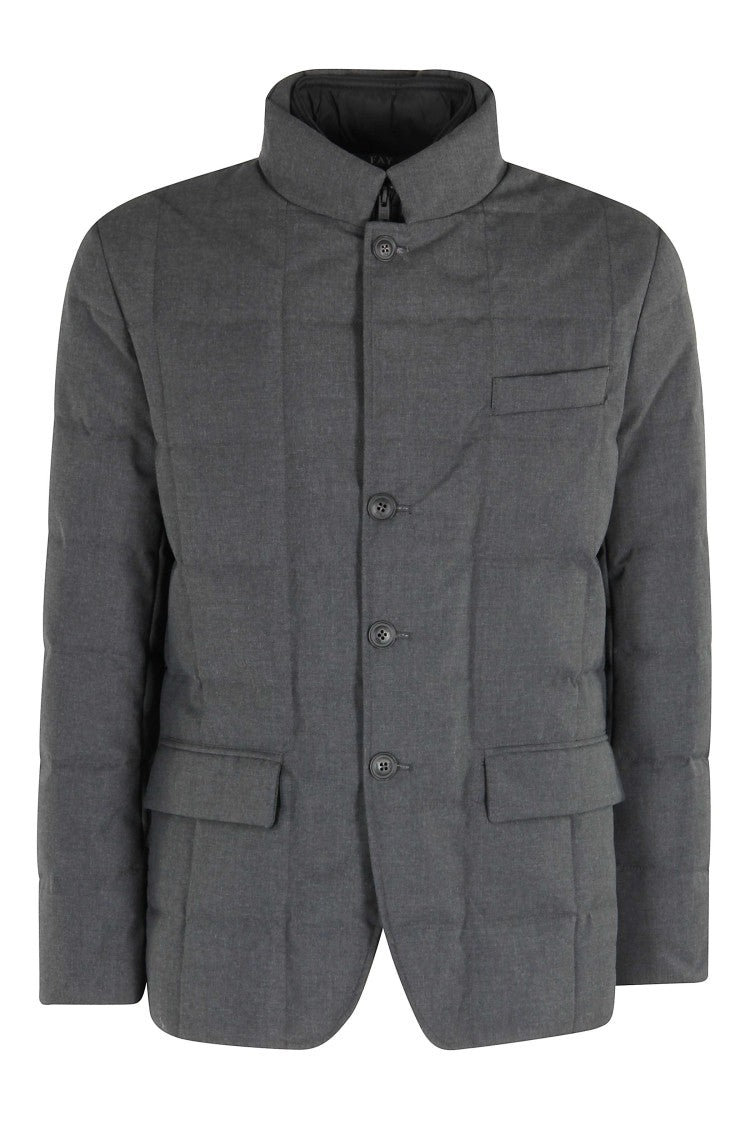 Fay Double-Layered Grey Melange Down Jacket