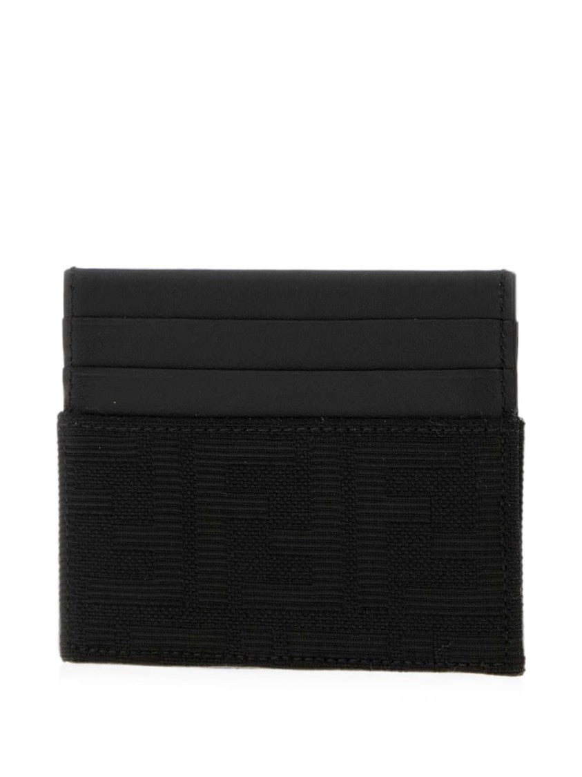 Fendi Ff Zucca Jacquard Card Holder With Calfskin Accents