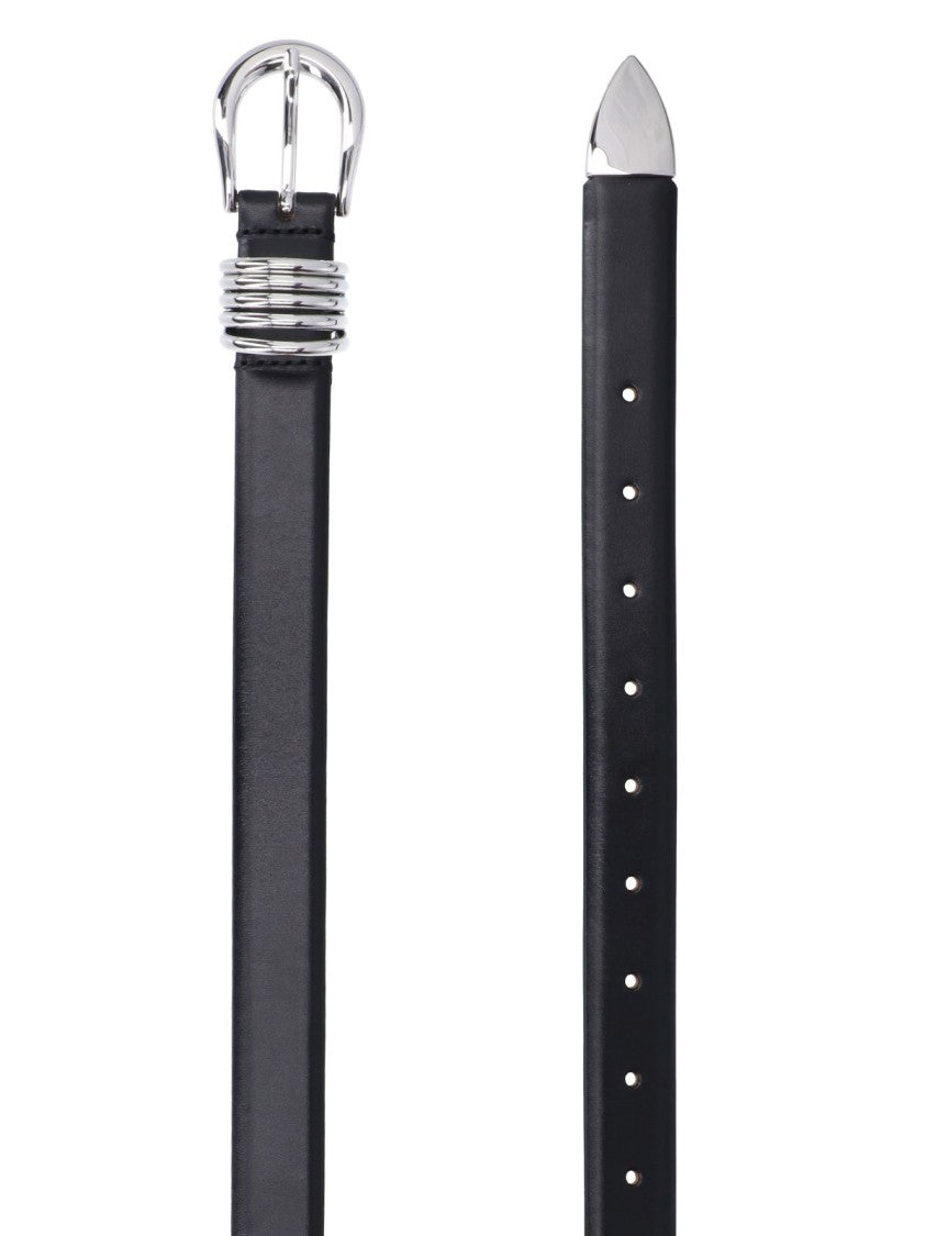 Dehanche Black Hollyhock Silver Buckle Leather Belt