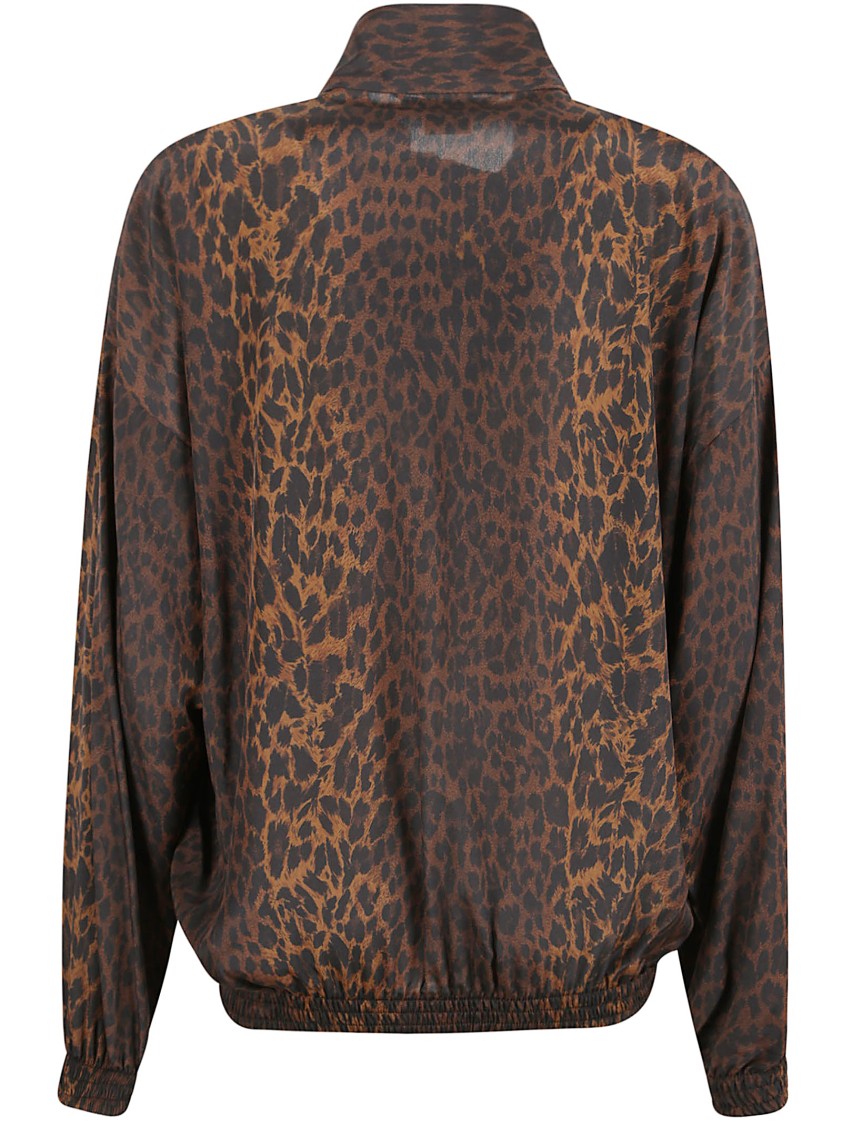 Balenciaga Brown Leopard-Print Silk Crepe De Chine Jacket