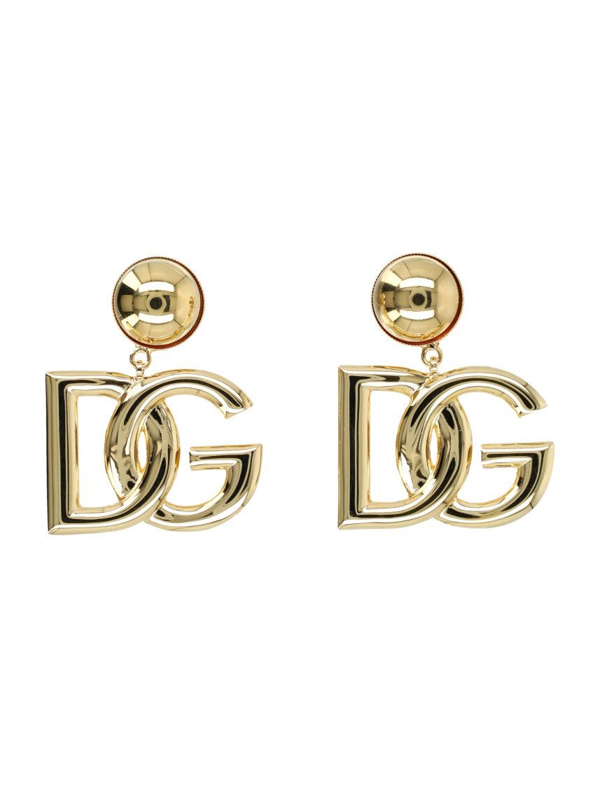 Dolce & Gabbana Polished Gold Dg Logo Drop Earrings