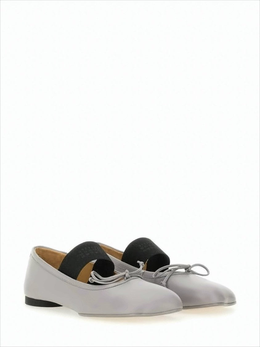 Mm6 By Maison Margiela Minimalist Grey Lambskin Flats With Bow Detail