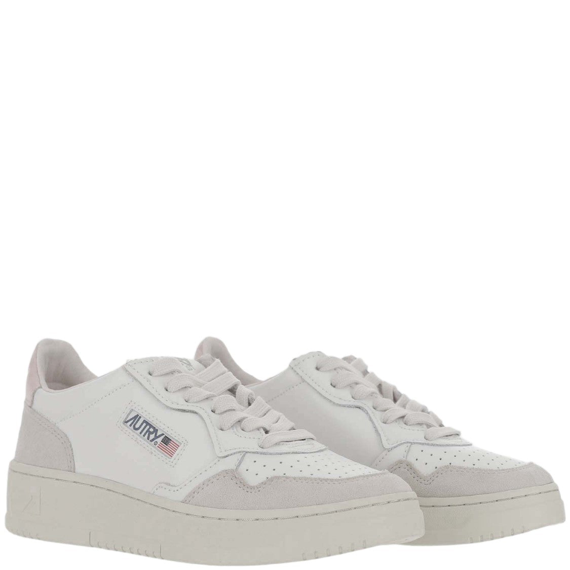 Autry White/Pink Medalist Low Leather Sneakers