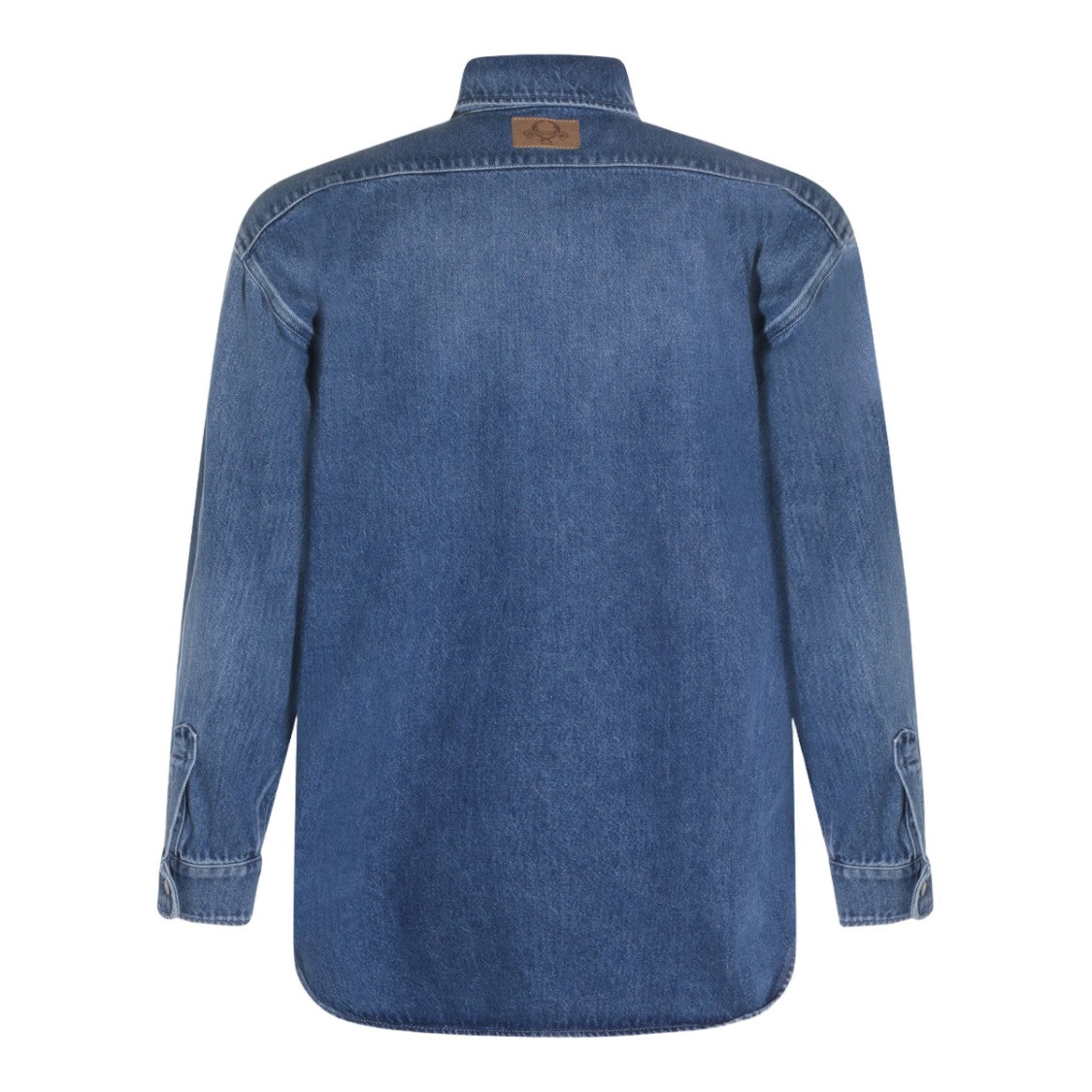 Moschino Frayed Heart-Patch Denim Shirt